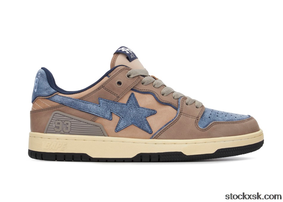 A Bathing Ape Bape SK8 Sta Vintage Beige Indigo