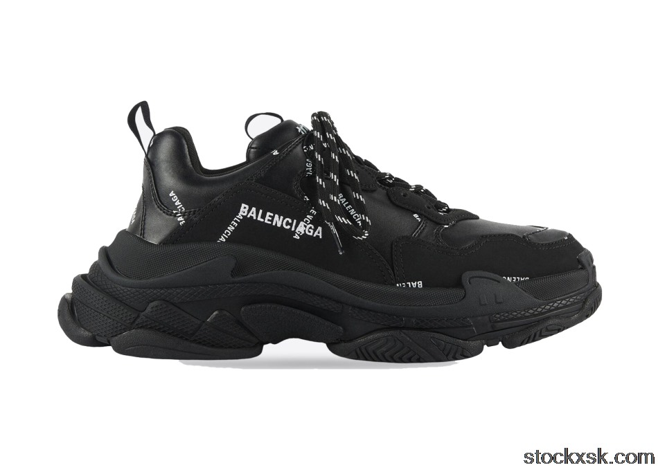 Balenciaga All Over Logo Triple S Black (W)524039W2FA11090